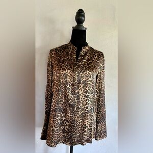 Carlisle leopard cheetah print silk top size 0